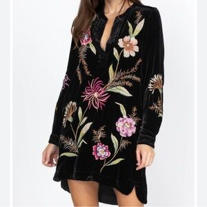 Johnny Was meriah trapunto velvet embroidered tunic